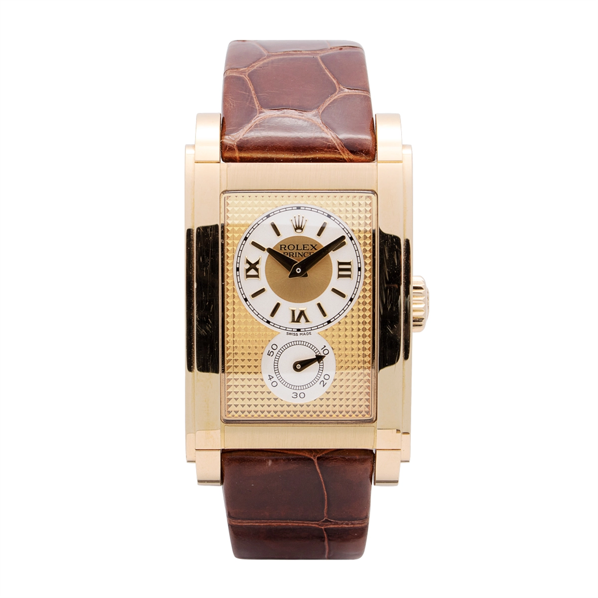 Rolex Cellini Prince Watch Alligator Strap 18K Yellow Gold Manual