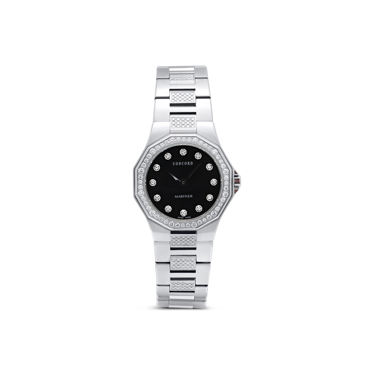 Concord Mariner Watch Black Dial Diamonds 26mm Quartz (FINAL SALE