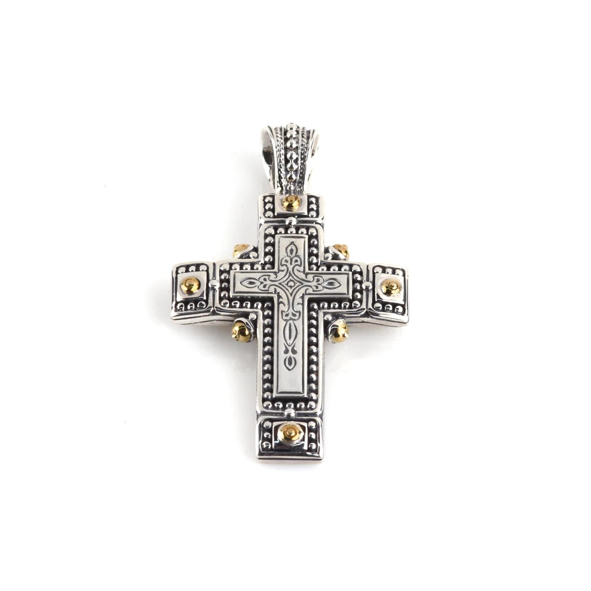 Konstantino Mens Silver and Bronze Phidias Medium Dotted Cross