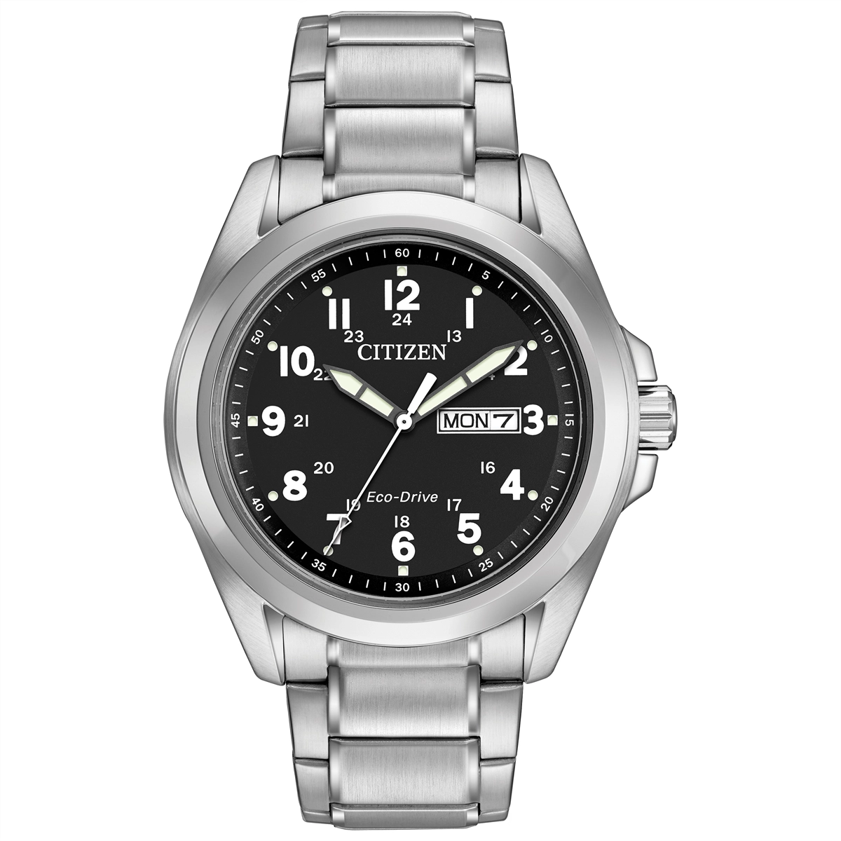 Citizen Garrison Stainless Steel Black Dial Day Date 43mm Eco