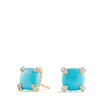 David Yurman Earrings in Yellow Gold containing Multi-gemstone, Diamond, Turquoise E12792D88DTQDI
