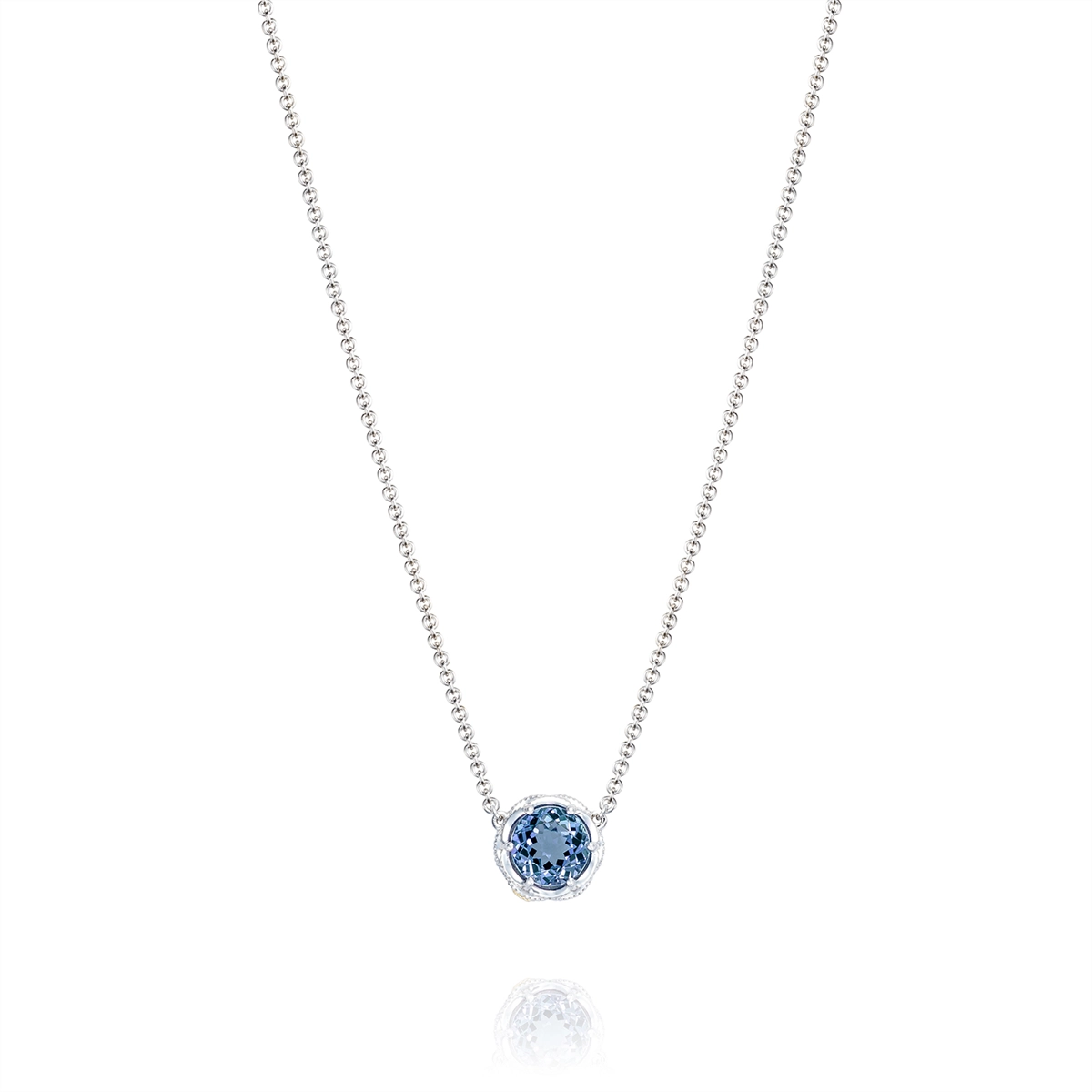 Tacori Crescent Crown Silver Gold Station Necklace with London Blue Topaz