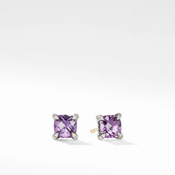 David Yurman Earrings in Silver containing Amethyst, Multi-gemstone, Diamond E16330DSSAAMDI