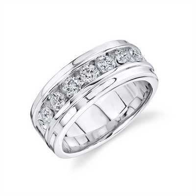 csv_image Mens Bands Wedding Ring in White Gold containing Diamond 399389