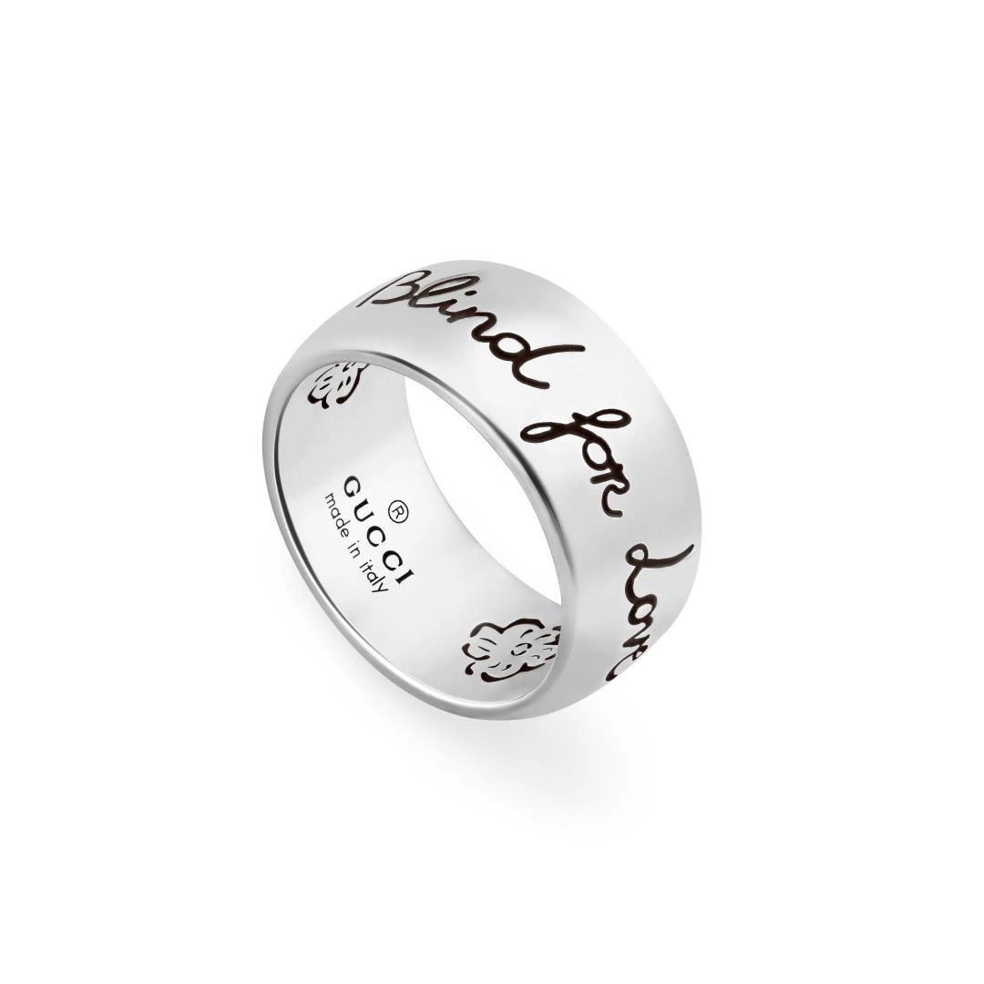 GUCCI シルバーリング BLIND FOR LOVE Gucci Sterling Silver Blind for Love Band Ring