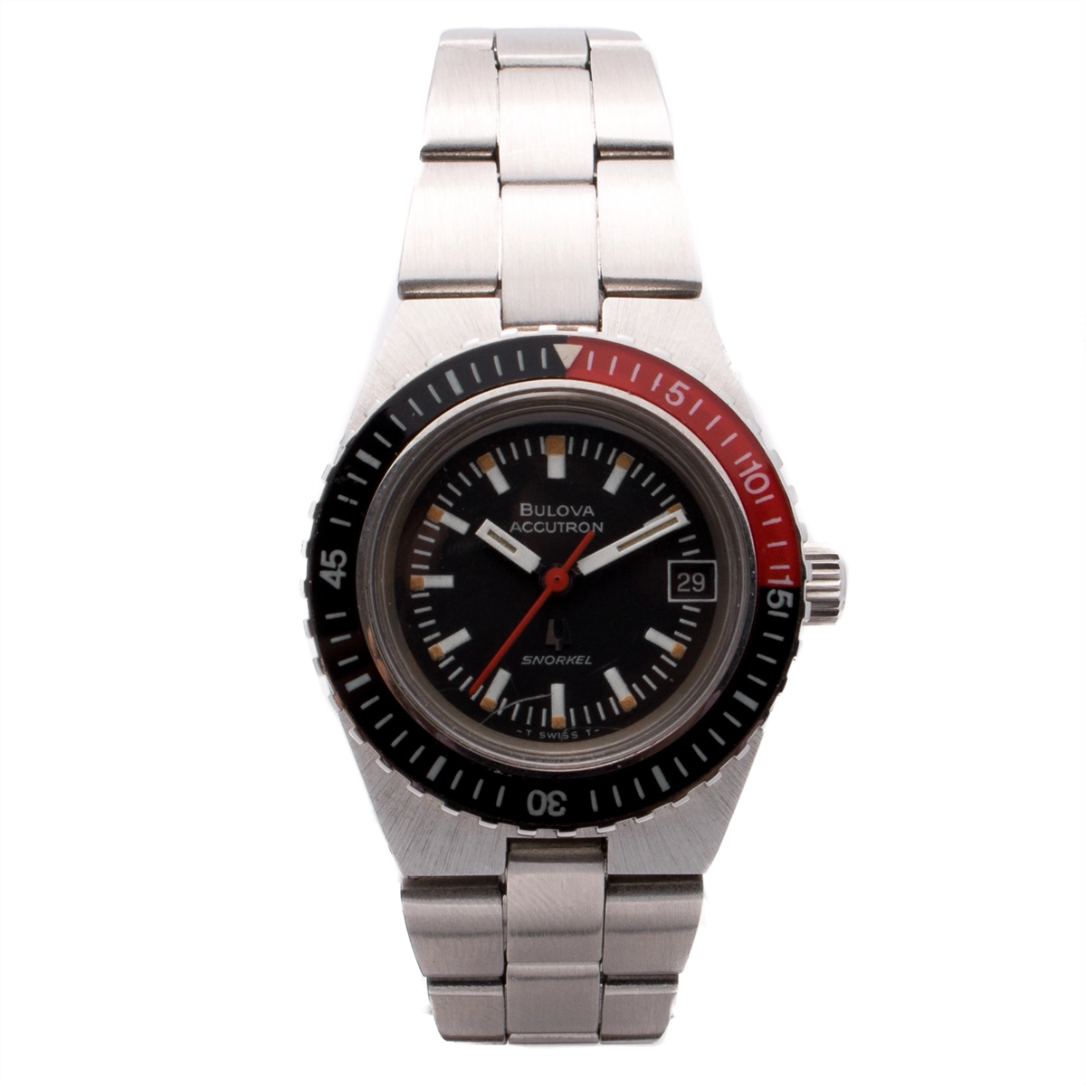 Vintage Bulova Accutron Snorkel Red/Black Bezel Stainless Steel