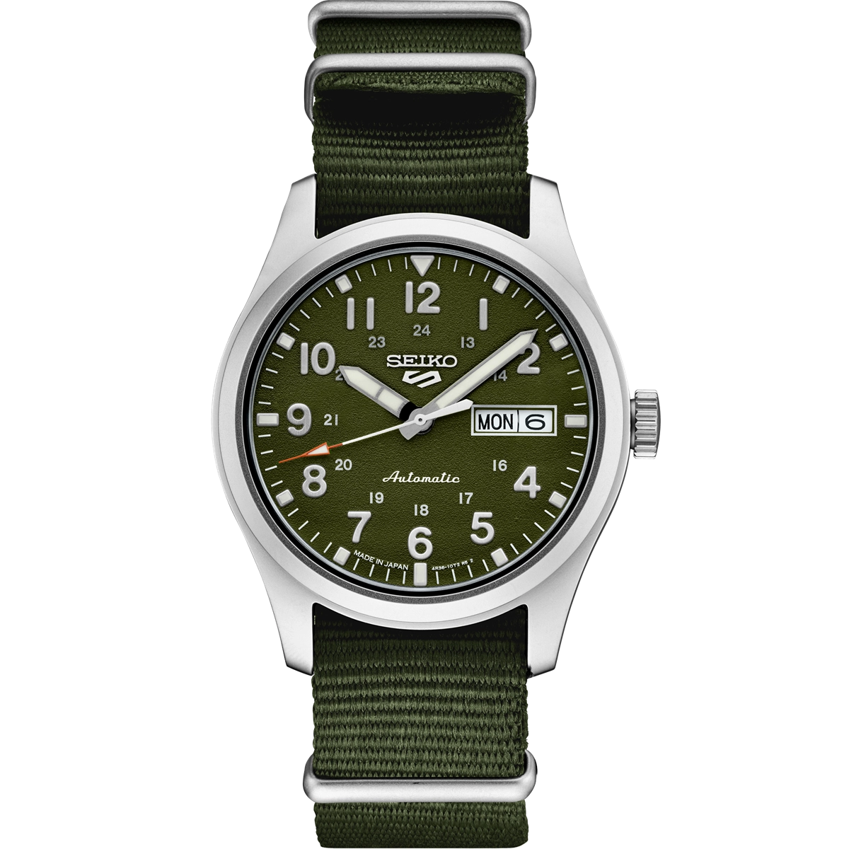 Seiko 5 Sports Watch Stainless Steel Green Dial Strap 39.4mm Automatic