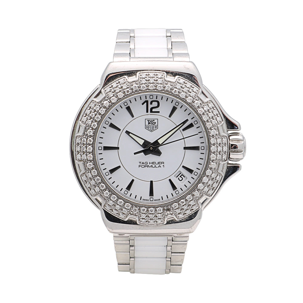 Tag Heuer Formula 1 White Ceramic and Steel Diamonds Preowned
