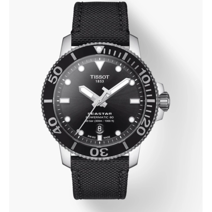 Tissot Seastar 1000 Powermatic 80 Stainless Steel Black Dial 43mm