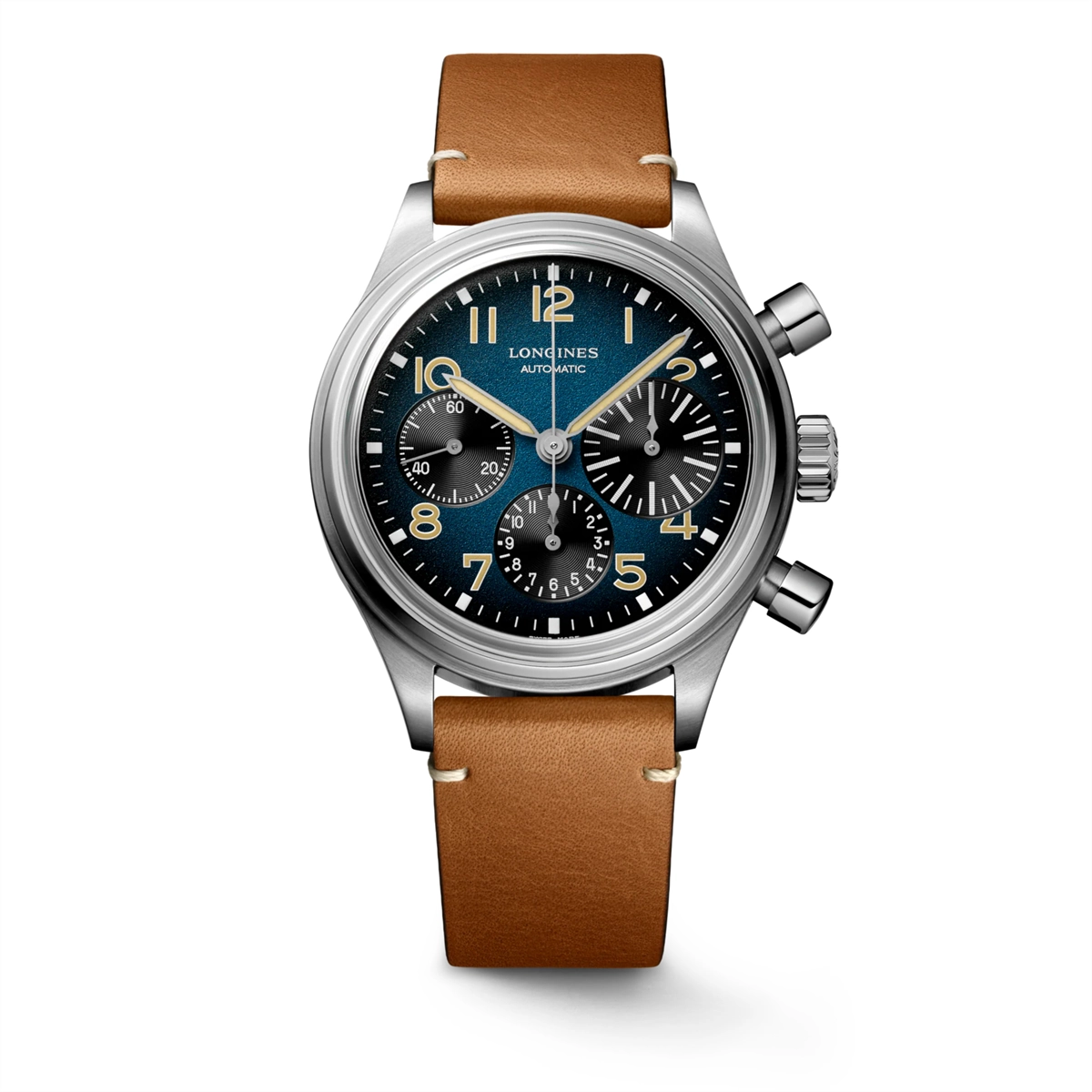 Longines Avigation Big Eye Titanium Case Leather Strap Chronograph
