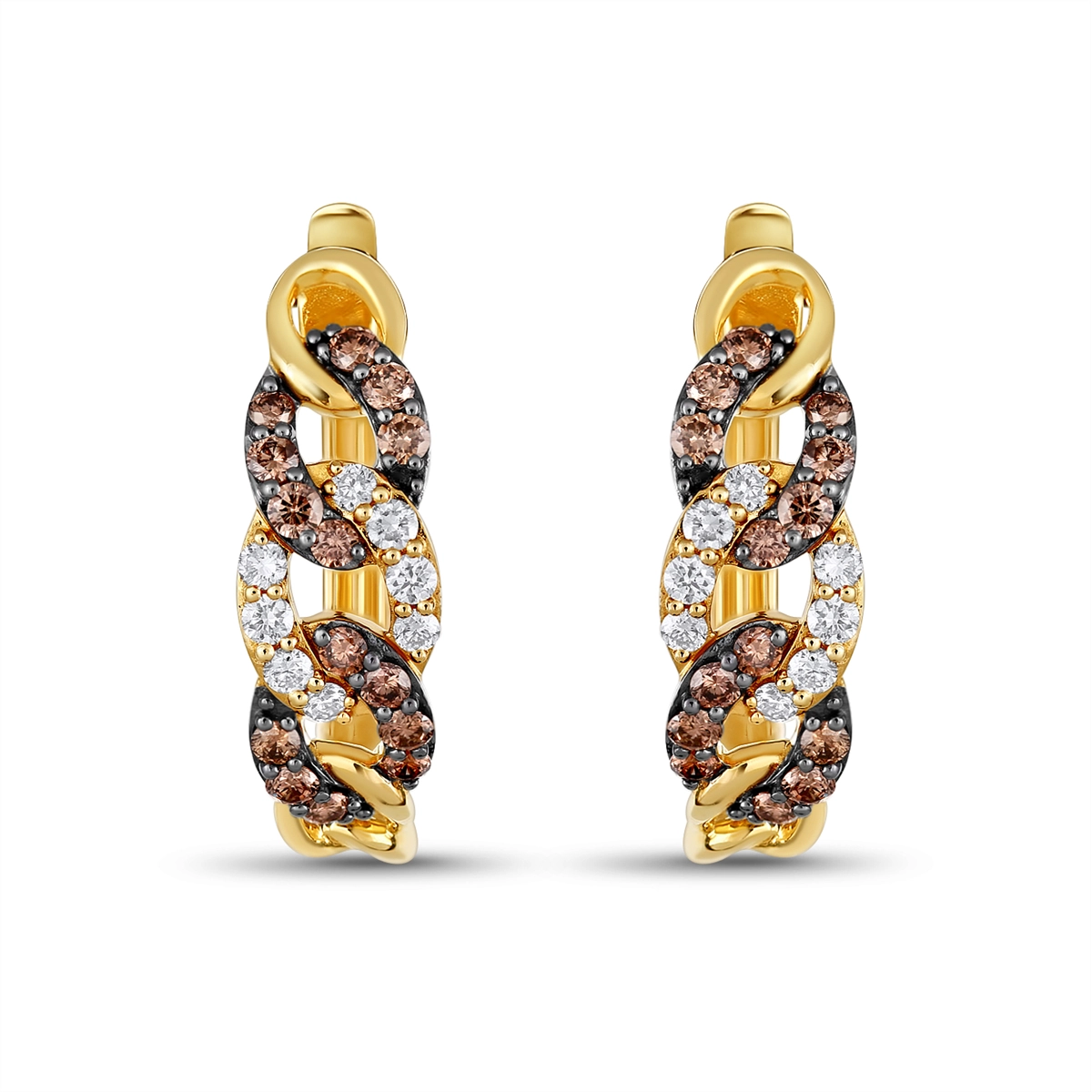 Le Vian 14K Honey Gold Chocolate and Nude Diamond Hoop Earrings Link Design