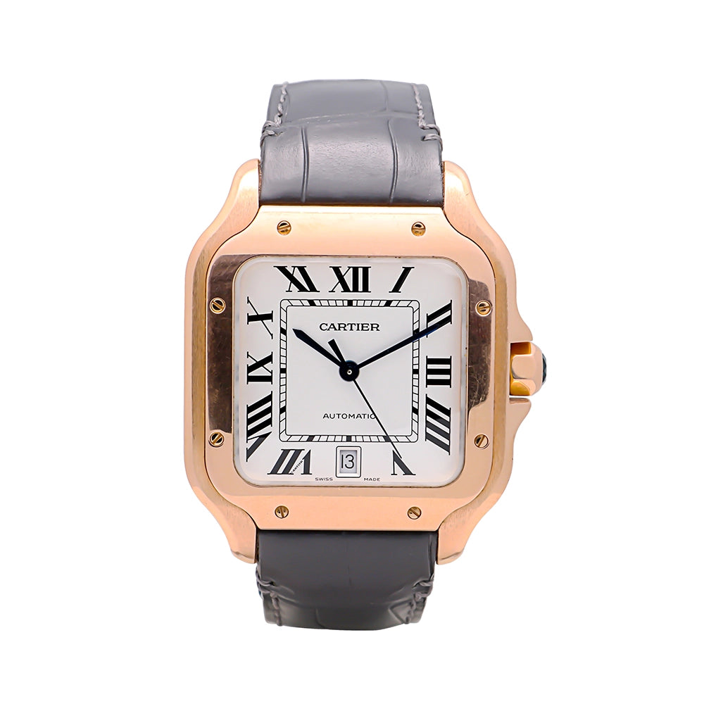 Cartier Santos De Cartier 18K RG Silver Dial 40mm Large (Preowned)