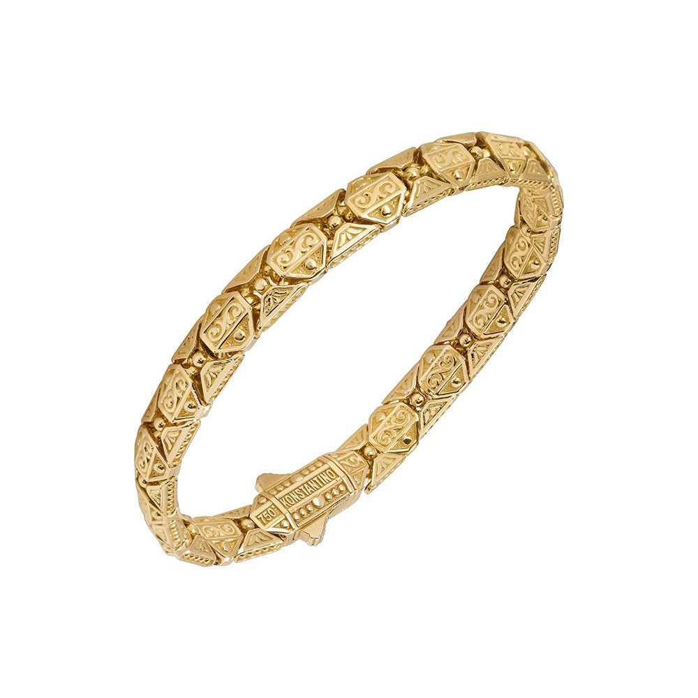 Konstantino Mens Kavafi 18K Yellow Gold Link Bracelet Meierotto Jewelers