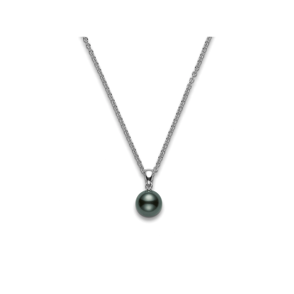 Mikimoto 18K White Gold 9mm Cultured Black South Sea Pearl Pendant