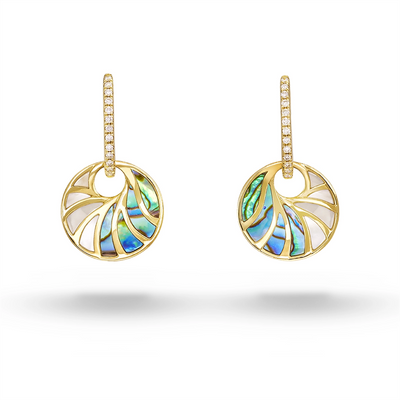 csv_image Frederic Sage Earring in Yellow Gold containing Mother of pearl, Other, Multi-gemstone, Diamond E2568AW-4-YAWM