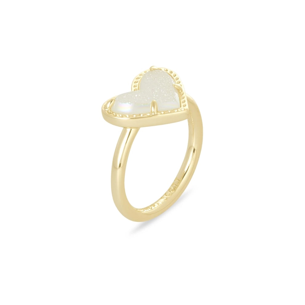 Kendra Scott Ari Heart Band Ring - Iridescent Drusy – Meierotto Kendra Scott Ari Heart Band Ring - Iridescent Drusy – Meierotto