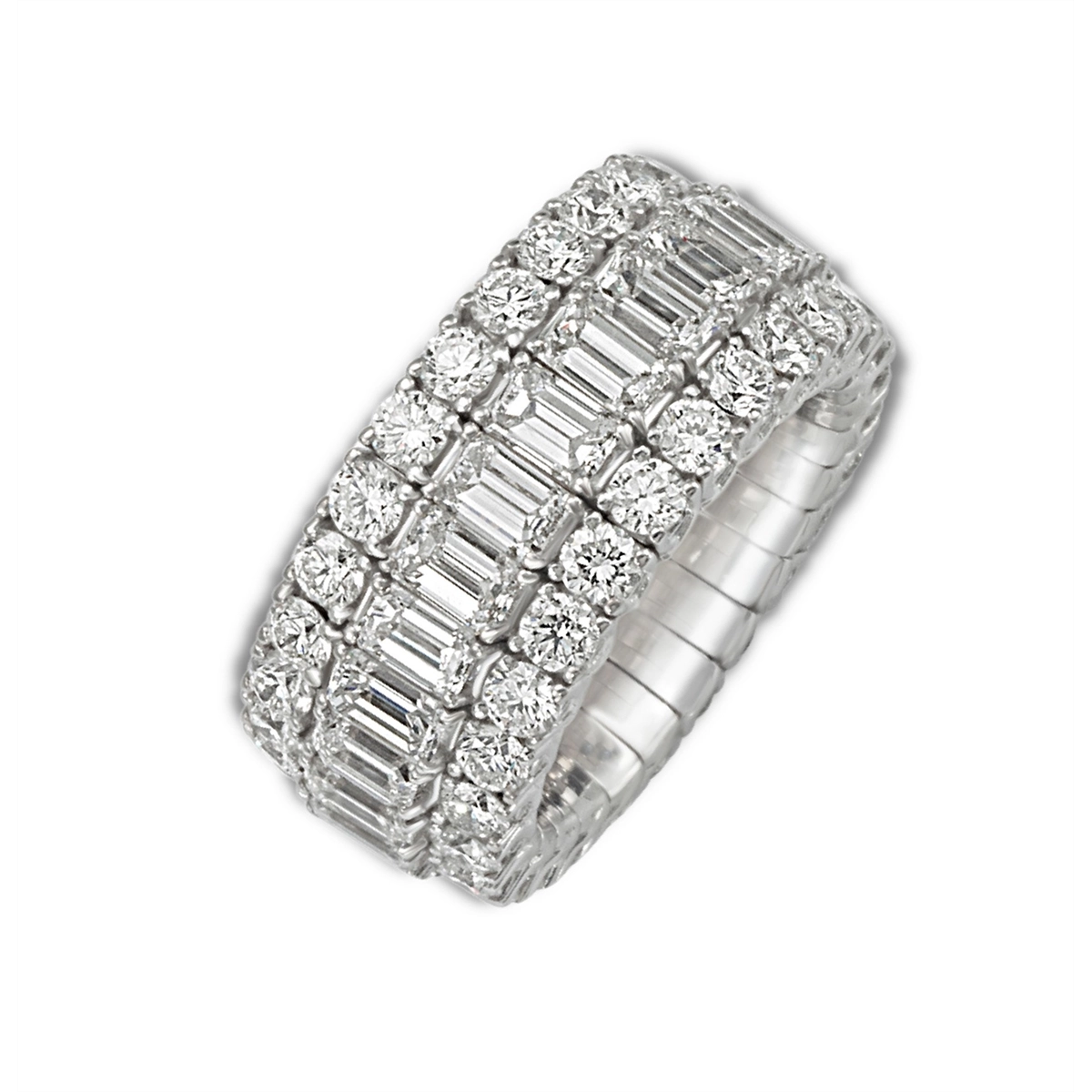 Picchiotti 18K White Gold Xpandable Three Layer Emerald Cut and