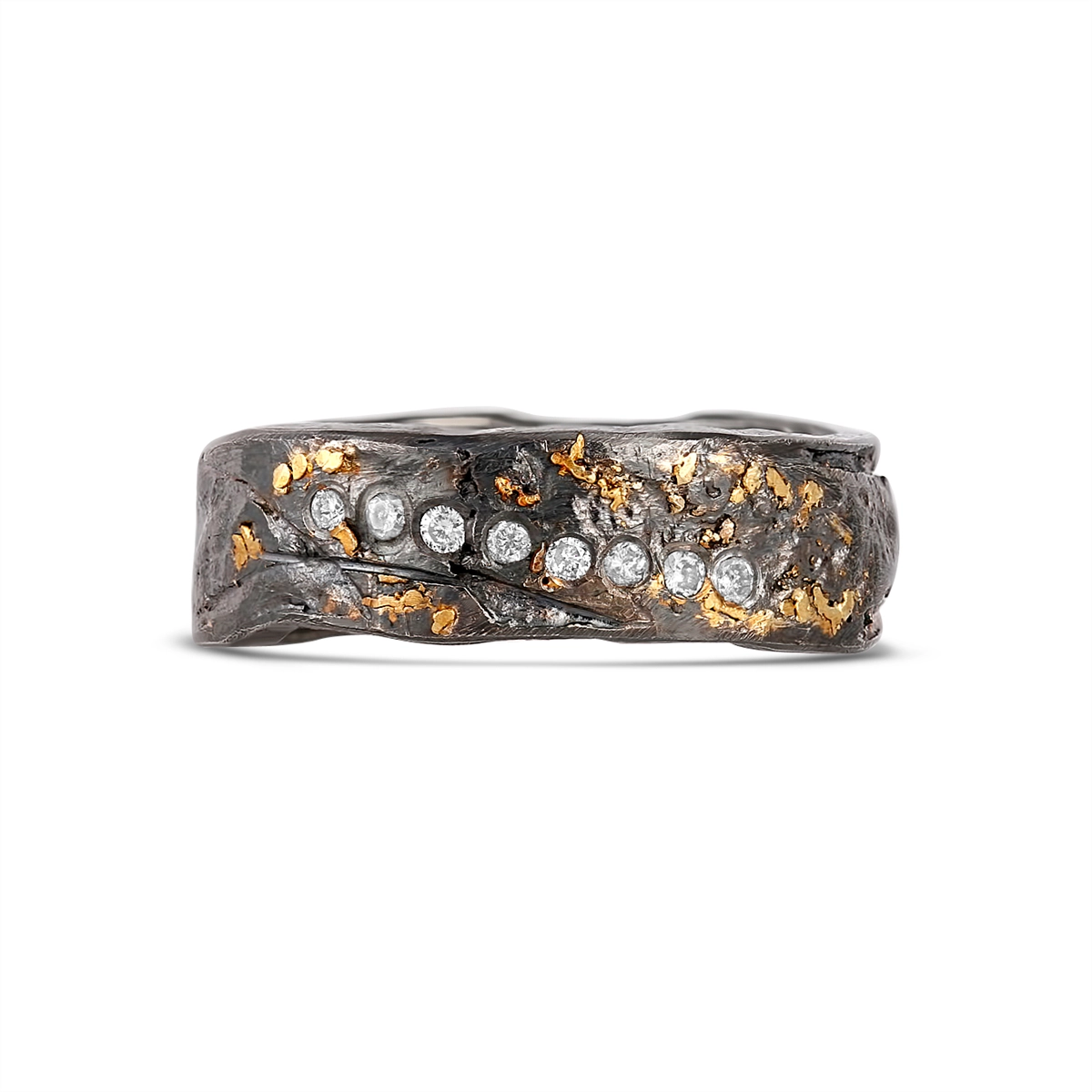 Todd Reed Rings in Mixed Metals containing Diamond trdr203-gry-8.5mm
