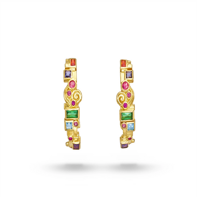 csv_image Gurhan Earring in Yellow Gold containing Blue topaz , Other, Multi-gemstone, Ruby GUE-YG-MSOS-3596