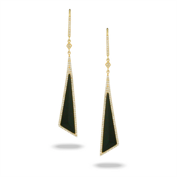 Doves Earrings in Yellow Gold containing Black onyx, Multi-gemstone, Diamond E9107BO