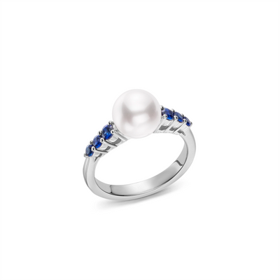 csv_image Mikimoto Ring in White Gold containing Multi-gemstone, Sapphire, Pearl PRA538SW65