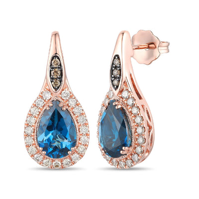 csv_image Le Vian Earring in Rose Gold containing Blue topaz , Multi-gemstone, Diamond TSRY47