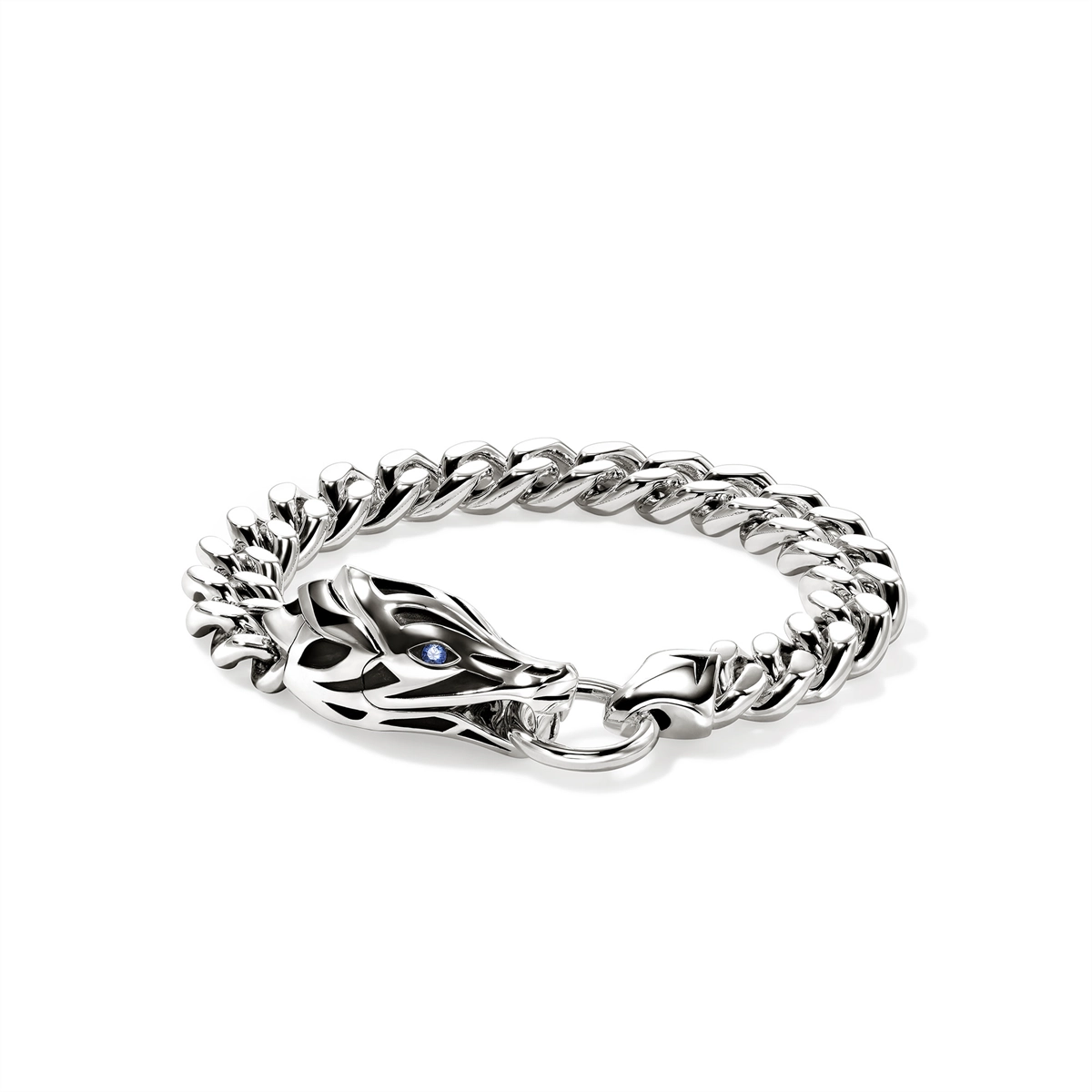 アクセサリー SssS John Hardy Naga Silver 11mm Curb Link Bracelet with Blue