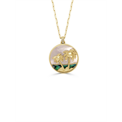 csv_image Frederic Sage Necklace in Yellow Gold containing Mother of pearl, Other, Multi-gemstone, Diamond P3537AW-MPC4Y