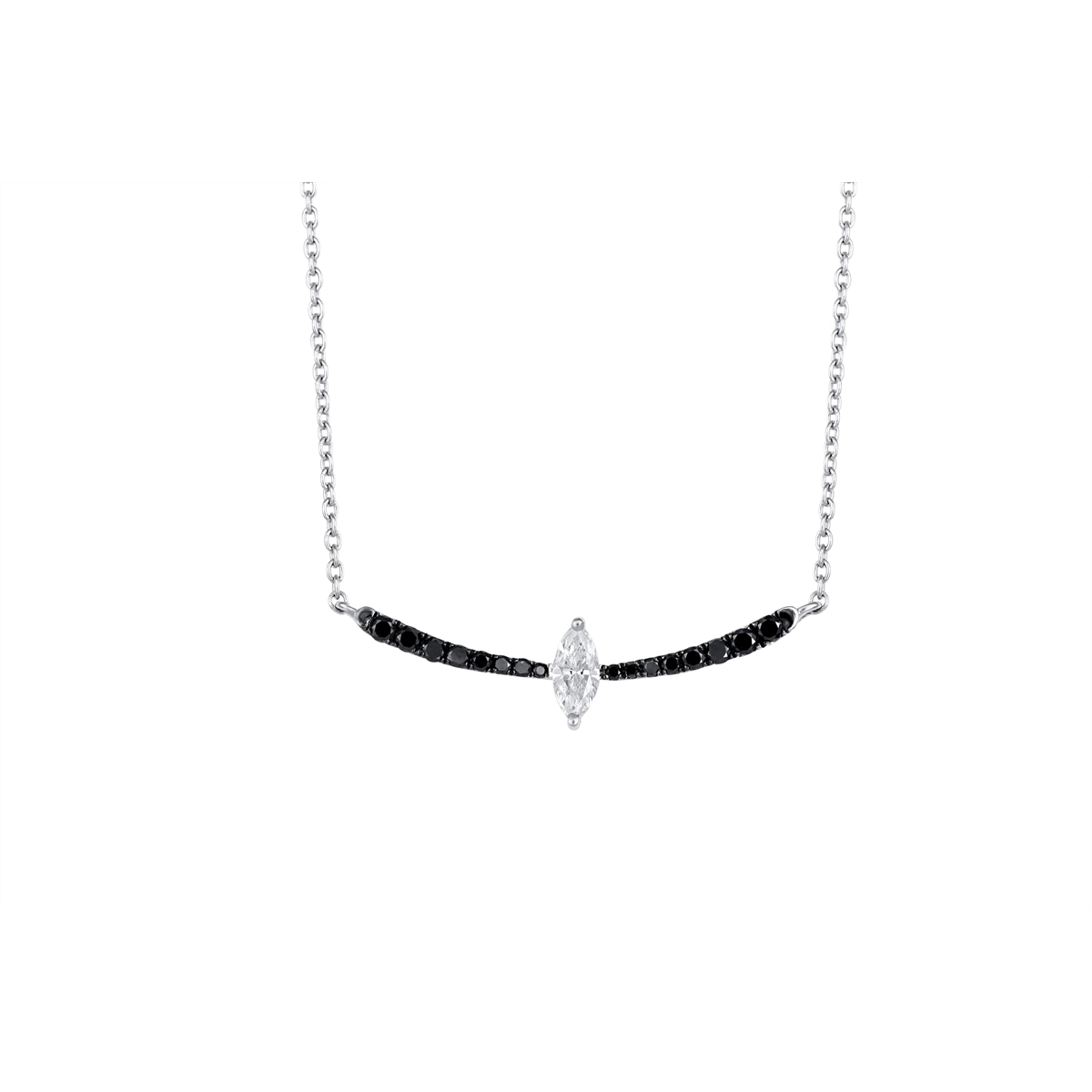 Frederic Sage 14K White Gold Curved Black Diamond Bar