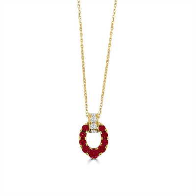 csv_image Frederic Sage Necklace in Yellow Gold containing Multi-gemstone, Diamond, Ruby P3047RU-DB-4Y