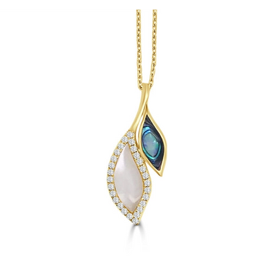 csv_image Frederic Sage Necklace in Yellow Gold containing Mother of pearl, Other, Multi-gemstone, Diamond P3291AW-4-YWAL