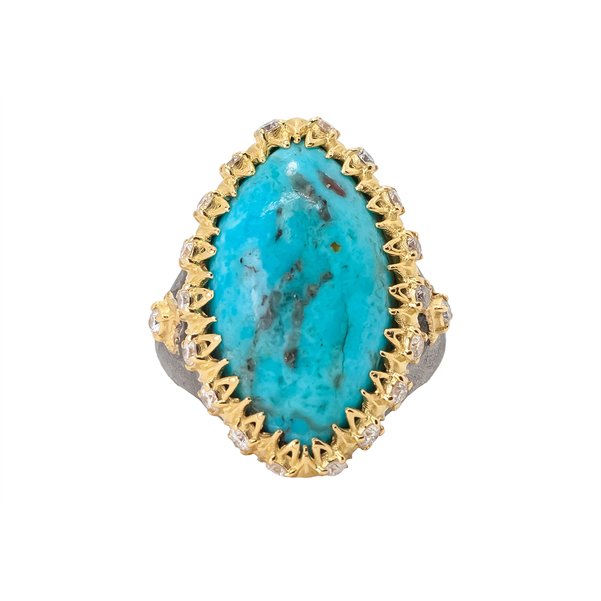 Armenta 18K Yellow Gold and Grey Sterling Silver Turquoise and Diamond Meierotto Jewelers