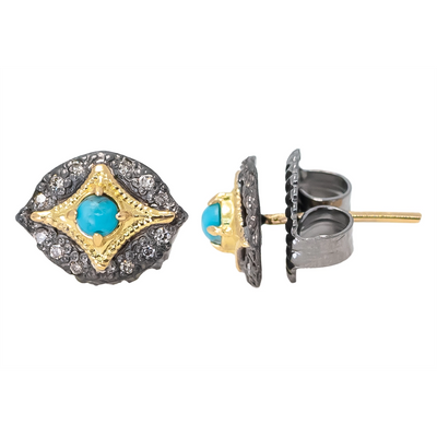 csv_image Armenta Earring in Mixed Metals containing Multi-gemstone, Diamond, Turquoise 21790