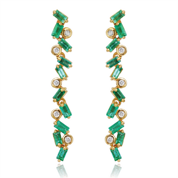 Earrings Earrings in Yellow Gold containing Multi-gemstone, Diamond, Emerald 450215