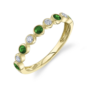 Wedding Bands Wedding Rings in Yellow Gold containing Multi-gemstone, Diamond, Emerald 450372