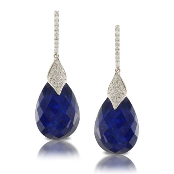 Doves Earrings in White Gold containing Lapis, Quartz, Multi-gemstone, Diamond E5611LP-1-W