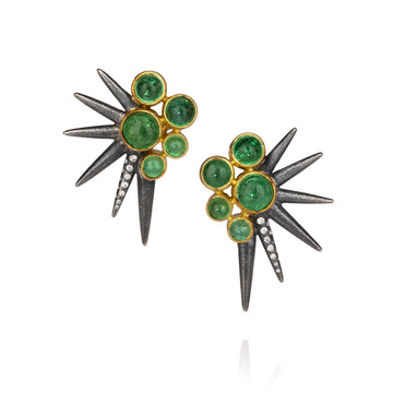 Todd Reed Earrings in Mixed Metals containing Multi-gemstone, Diamond, Emerald TRDE1000-WH-1