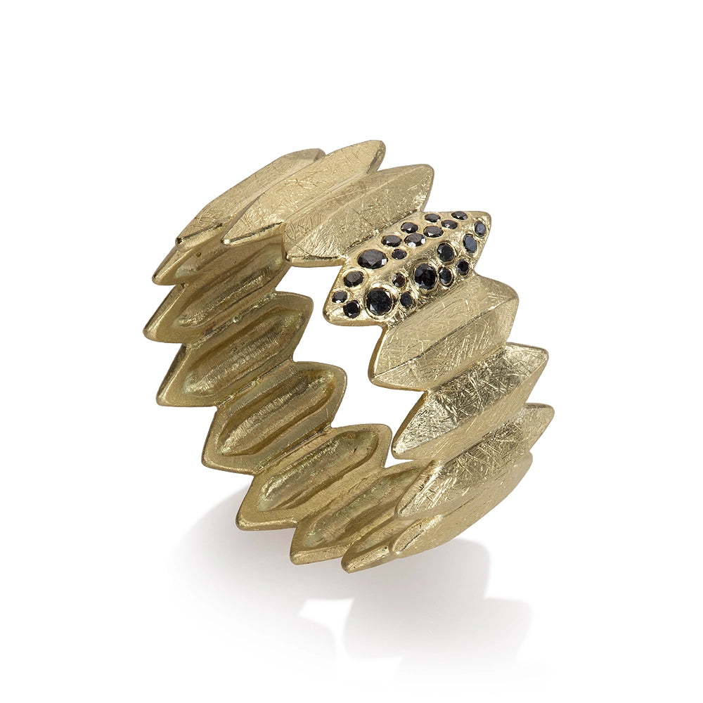 Todd Reed Rings in Yellow Gold containing Black diamond TRDR5100-2-18KY