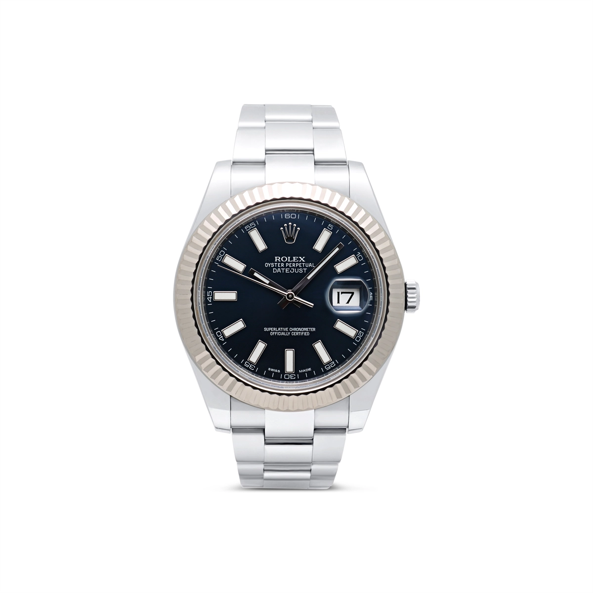 Rolex Datejust II SS/WG Blue Dial Fluted Bezel Oyster Bracelet