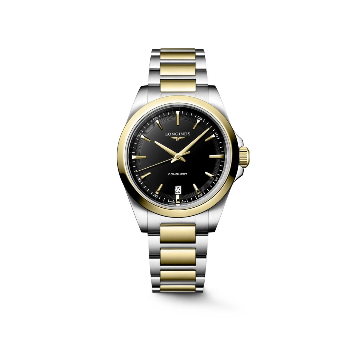 LONGINES クォーツ時計 ゴールド/ブラック Longines Conquest Quartz 38mm Black Dial – Meierotto Jewelers