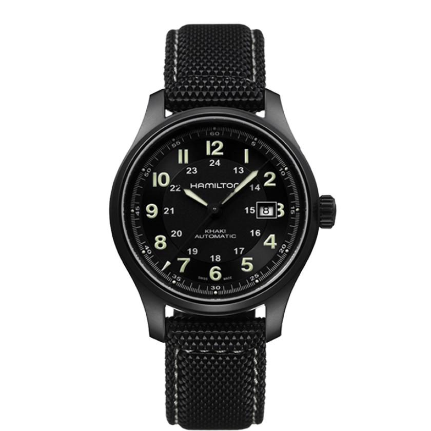 Hamilton Khaki Field Black PVD Titanium Auto 42mm – Meierotto Jewelers