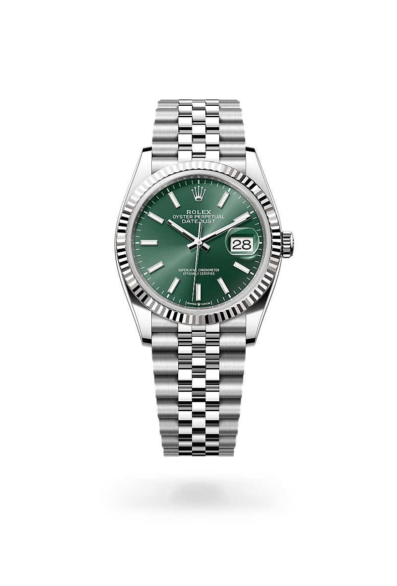 Rolex Datejust in White Rolesor - combination of Oystersteel and white gold, M126234-0051 - Meierotto Jewelers