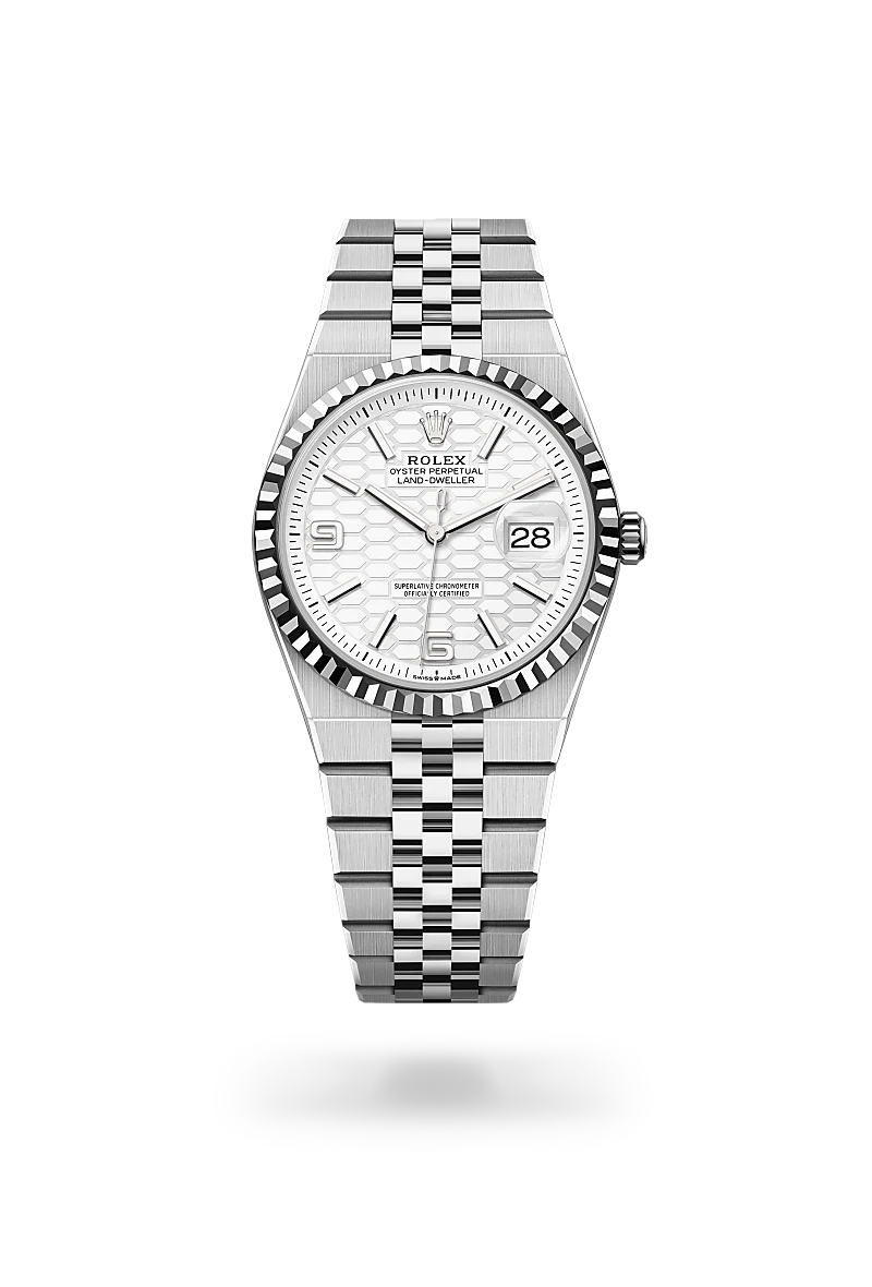 Rolex Land-Dweller in White Rolesor - combination of Oystersteel and white gold, M127234-0001 - Meierotto Jewelers