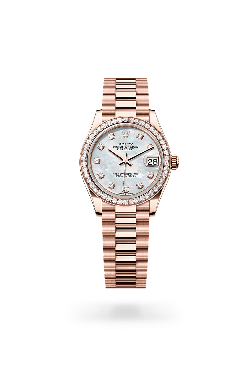 Rolex Datejust in 18 kt Everose gold, M278285RBR-0005 - Meierotto Jewelers