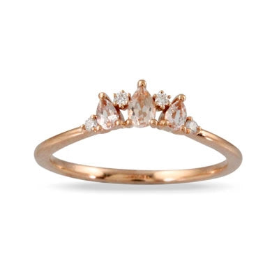 csv_image Little Bird Wedding Ring in Rose Gold containing Multi-gemstone, Diamond, Morganite LBB547MG