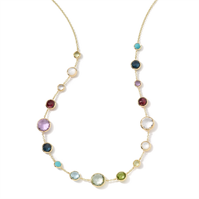 csv_image Ippolita Necklace in Yellow Gold containing Amethyst, Blue topaz , London blue topaz, Mother of pearl, Green amethyst, Citrine, Quartz, Pink tourmaline, Peridot, Multi-gemstone, Turquoise GN618X18MULTI