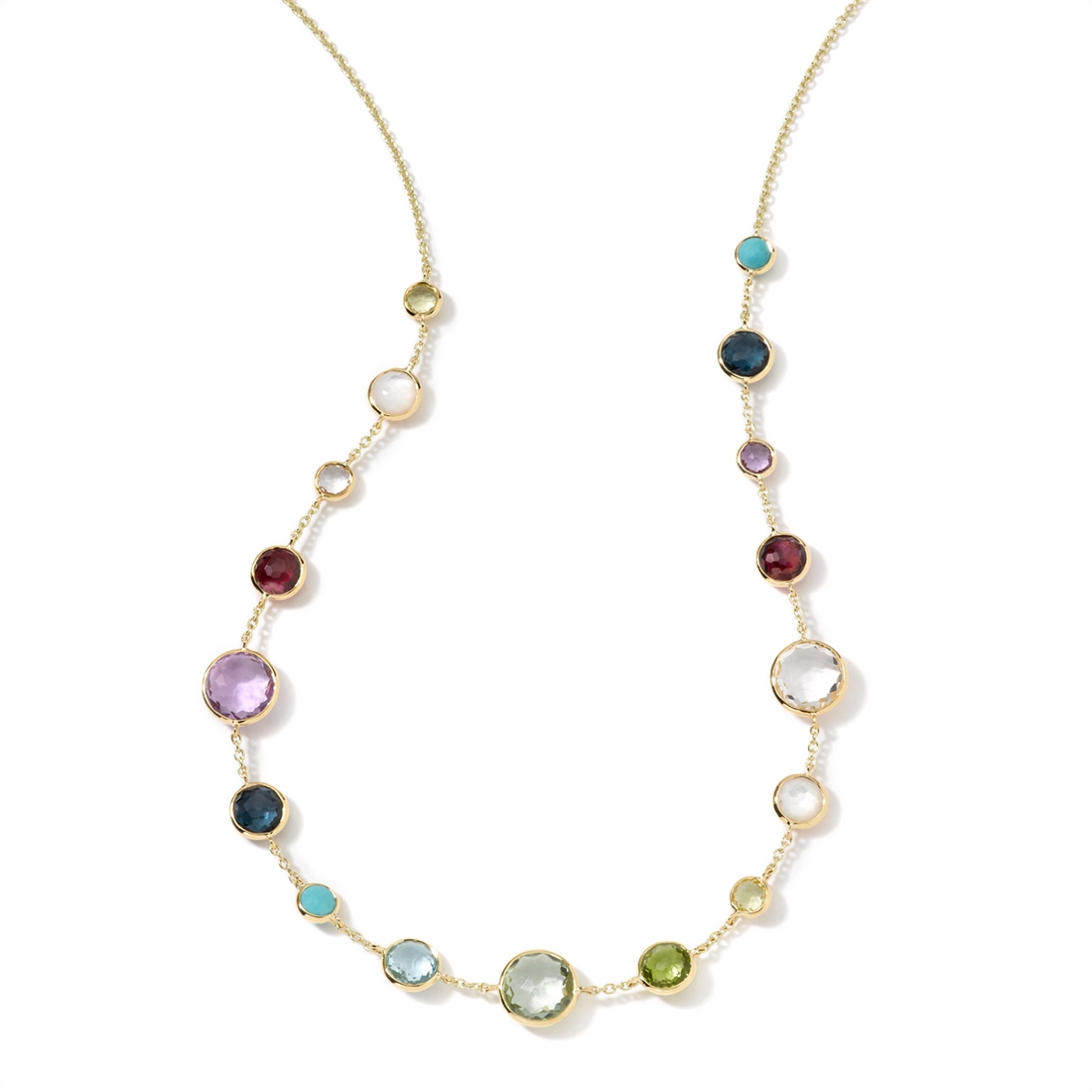 Ippolita Necklaces in Yellow Gold containing Amethyst, Blue topaz , London blue topaz, Mother of pearl, Green amethyst, Citrine, Quartz, Pink tourmaline, Peridot, Multi-gemstone, Turquoise GN618X18MULTI