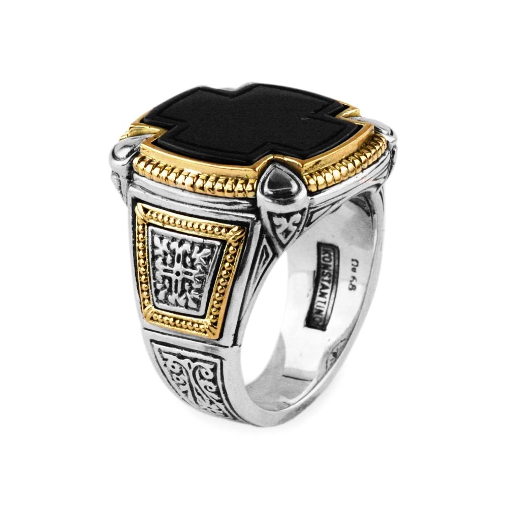 Konstantino Rings in Mixed Metals containing Black onyx DMK1959-120-10