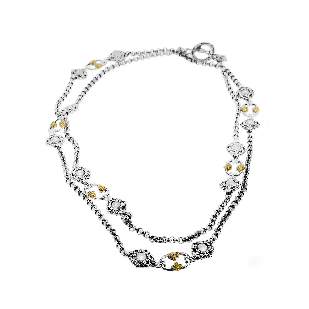 Konstantino Necklaces in Mixed Metals containing Pearl KOMK4597-122-28 4U