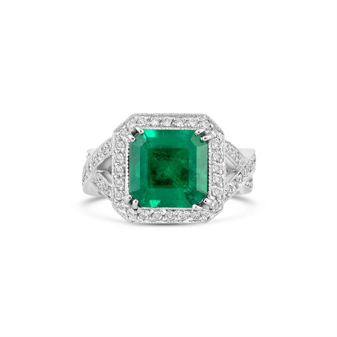 Engagement Collections Rings in White Gold containing Multi-gemstone, Diamond, Emerald 348318